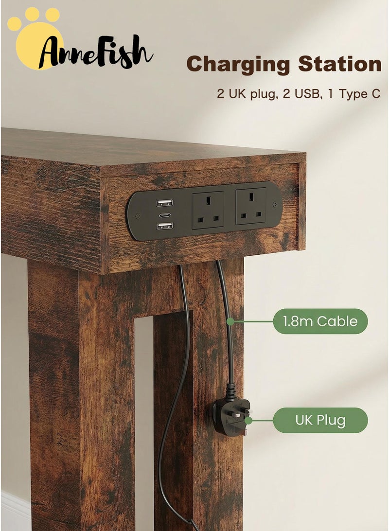 AnneFish 160*35*90cm Console Table with Power Outlet Farmhouse Long Entryway Couch Table Large Sofa Table Entry Foyer Hallway Table Behind Sofa Station Console Hallway Stand for Entrance Living Room - Image 3